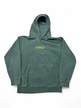 Krooked skateboarding embroidered pullover corduroy hoodie green S mens